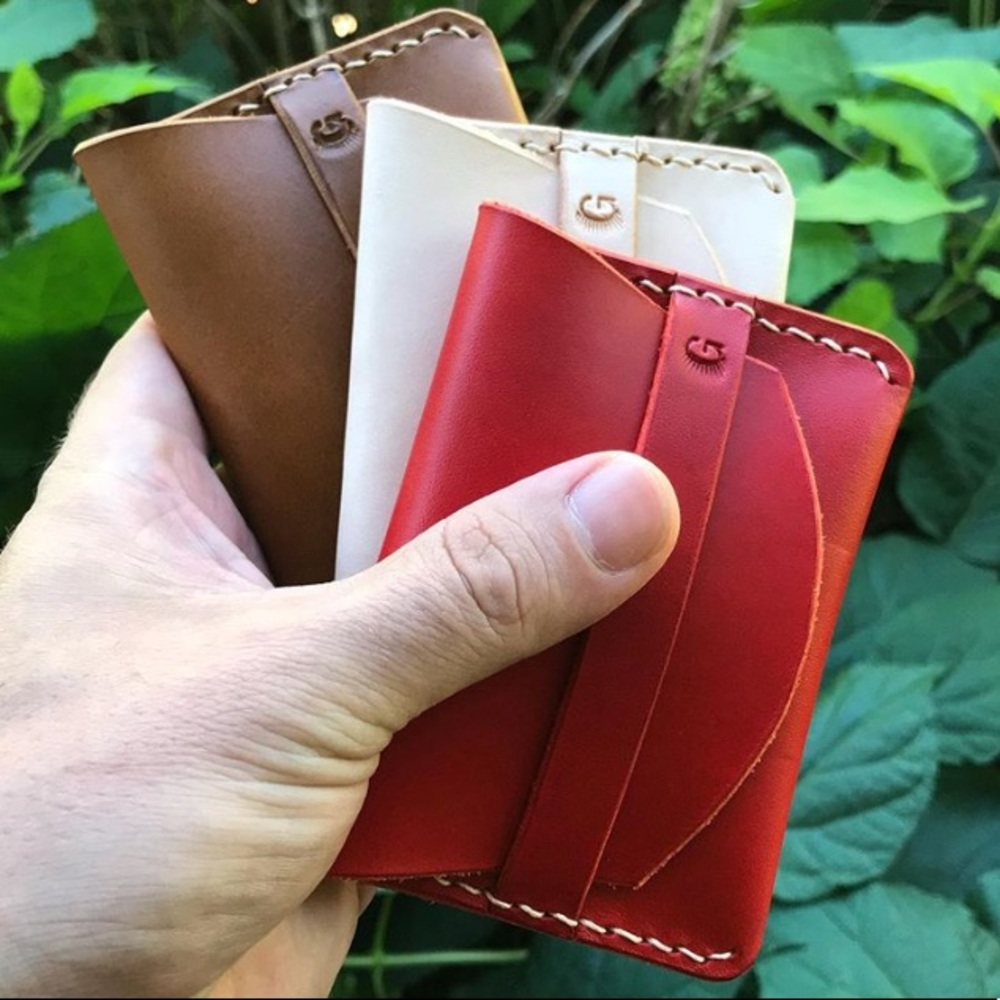 Leather Wallet Men Women Handmade Billfold Card